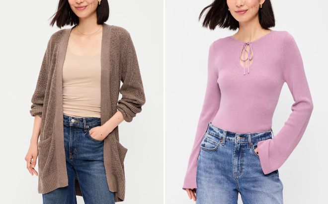 Old Navy Longline Open Front Womens Wrap and Bell Sleeve Keyhole Womens Top Old Navy Longline Open Front Womens Wrap and Bell Sleeve Keyhole Womens Top