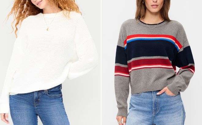 Old Navy Seaside Cotton Shaker Oversized Womens Tunic Sweater and SoSoft Crew Neck Cropped Sweater Old Navy Seaside Cotton Shaker Oversized Womens Tunic Sweater and SoSoft Crew Neck Cropped Sweater