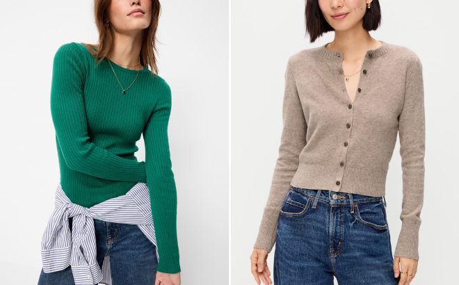 Old Navy SoSoft Lite Crew Neck Womens Long Sleeve Ribbed Top and SoSoft Crew Neck Womens Cardigan Old Navy SoSoft Lite Crew Neck Womens Long Sleeve Ribbed Top and SoSoft Crew Neck Womens Cardigan