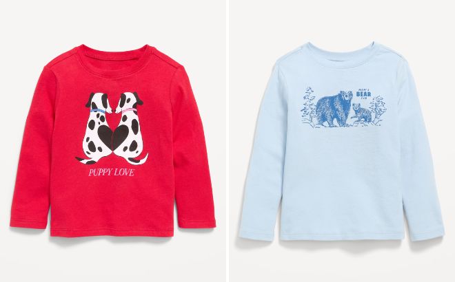 Old Navy Toddler Girls Long Sleeve Graphic T Shirt and Toddler Long Sleeve Unisex Graphic T Shirt