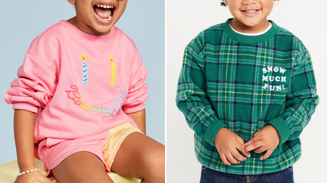 Old Navy Toddler Girls Sweatshirt and Old Navy Toddler Boys Sweatshirt