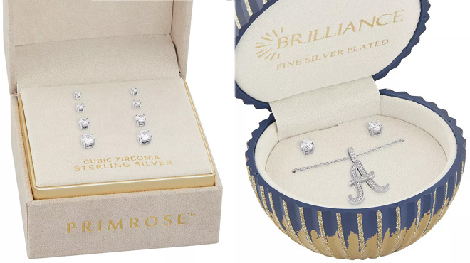 PRIMROSE Cubic Zirconia Graduated Stud Earring 4 Piece Set