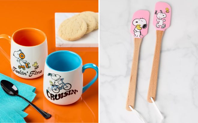 Peanuts Cruisin Feelin Fine Mug 2 Piece Set and Chef Snoopy Pink Spatulas Set of 2 Peanuts Cruisin Feelin Fine Mug 2 Piece Set and Chef Snoopy Pink Spatulas Set of 2
