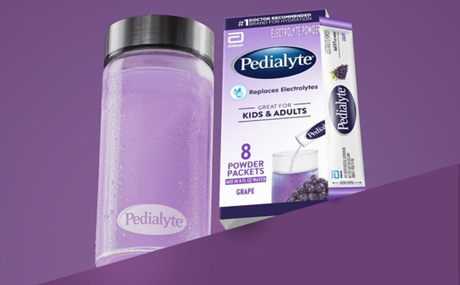 Pedialyte Electrolyte Powder on the Purple Table