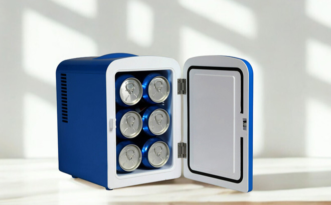 Pepsi 6 Can Mini Fridge on a Table