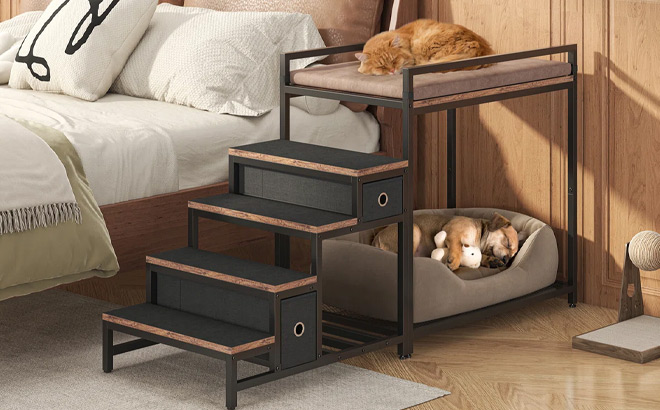Pet Bunk Bed With Stairs Storage Pet Bunk Bed With Stairs Storage