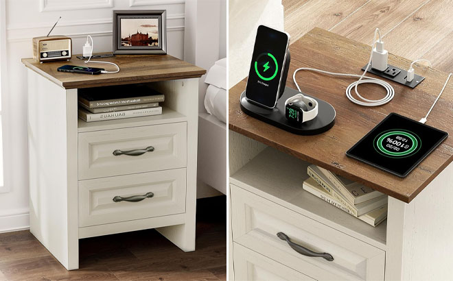 Pipishell Night Stands with Charging Stations