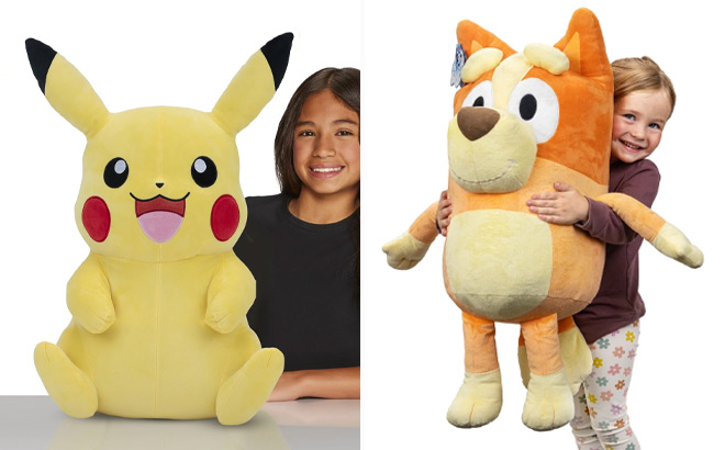 Pokemon Pikachu 24 Inch Plush and Bluey Bingo 30 Inch Tall Super Soft Plush Toy