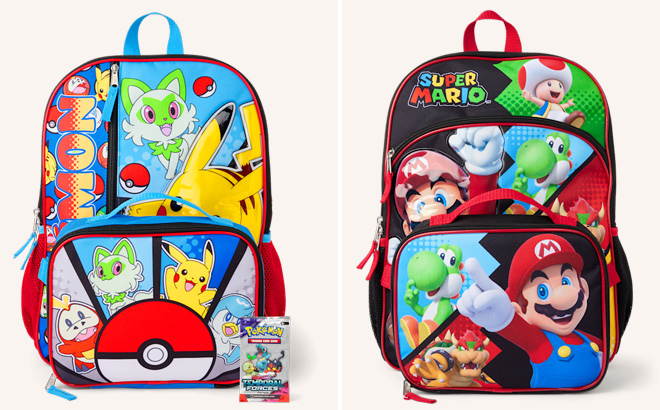 Pokemon and Super Mario Backpack 2 Piece Sets