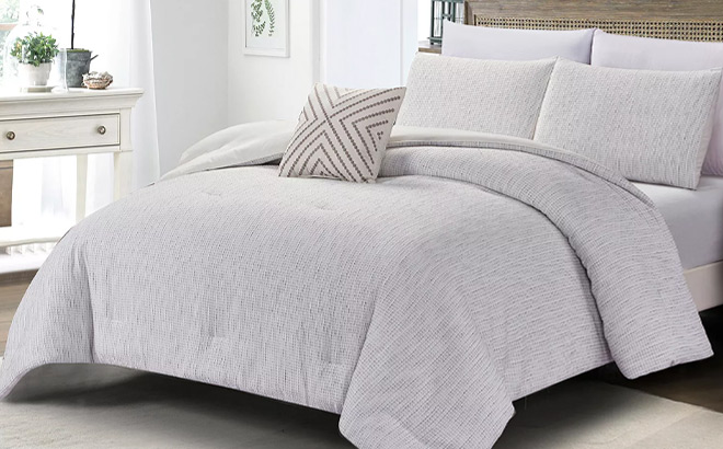 Rachel Roy Chenille Waffle 3 Piece Comforter Set
