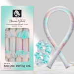 Satin Heatless Hair Curler Set for Overnight Waves on a Table