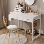 Small Vanity Desk with Fabric Drawers