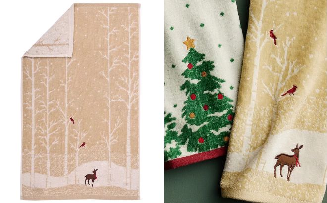St Nicholas Square Deer Cardinal Hand Towel