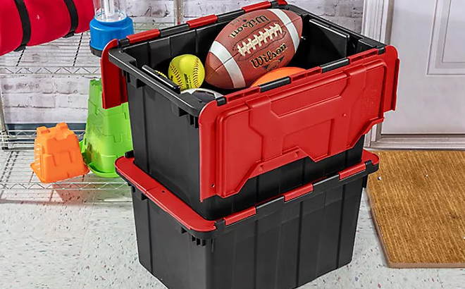 Sterilite 12 Gallon Hinged Lid Industrial Storage Totes