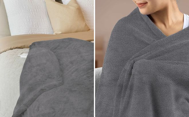 Sunbeam 50x60 Electric Heated Throw Blanket in Gray Color Sunbeam 50x60 Electric Heated Throw Blanket in Gray Color