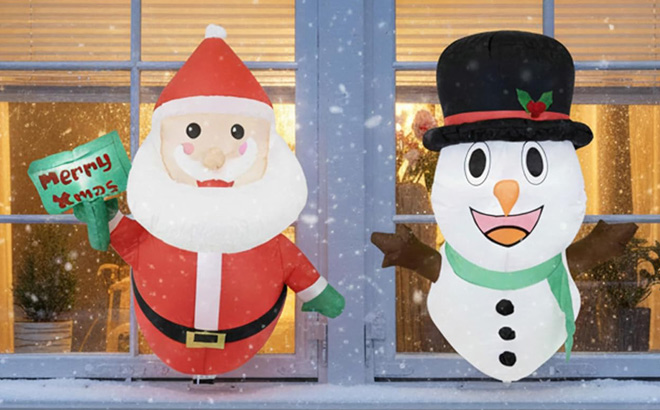 Sunnydaze Decor Santa and Frosty Duo Window Inflatable Sunnydaze Decor Santa and Frosty Duo Window Inflatable