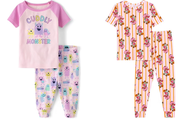 The Childrens Place Baby Toddler Girls Short Sleeve Pajama Set