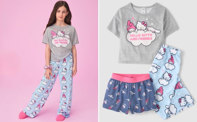 The Childrens Place x Hello Kitty And Friends Girls 3 Piece Pajama Set The Childrens Place x Hello Kitty And Friends Girls 3 Piece Pajama Set