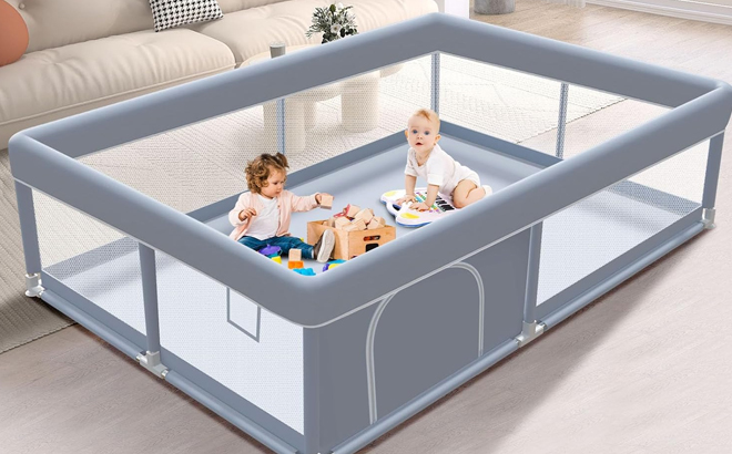 Toddlers Playing in the XVISHX Baby Playpen