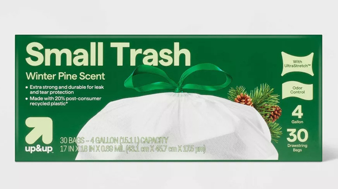 Up Up 4 Gallon 30 Count Holiday Drawstring Trash Bags