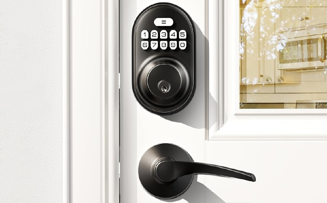 Veise RZ A Keyless Entry Door Lock on a Front Door