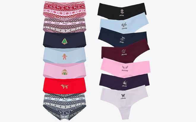 Victorias Secret PINK 7 Pack No Show Cheeky Panties and 7 Pack No Show Thong Panties Victorias Secret PINK 7 Pack No Show Cheeky Panties and 7 Pack No Show Thong Panties