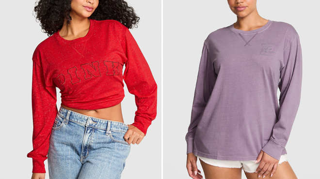Victorias Secret PINK Campus Cotton Long Sleeve Tee