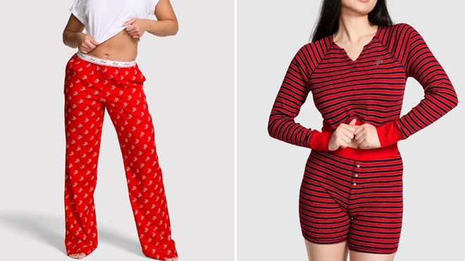 Victorias Secret PINK Flannel Sleep Pants and Victorias Secret PINK Thermal Short Pajama Set Victorias Secret PINK Flannel Sleep Pants and Victorias Secret PINK Thermal Short Pajama Set