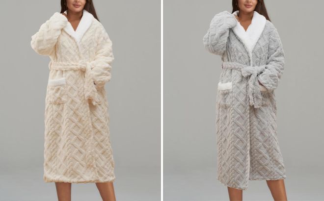 Warm Cozy Cable Knit Plush Robe