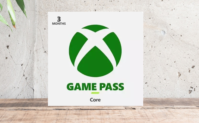 Xbox Game Pass Core Digital 3 Months on a Table Xbox Game Pass Core Digital 3 Months on a Table