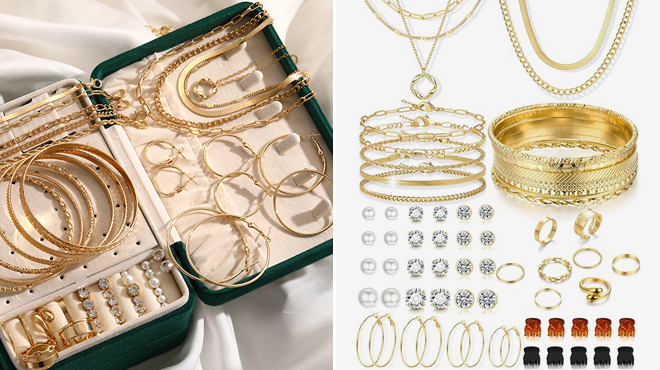 YEEZII 56 Piece Gold Jewelry Set