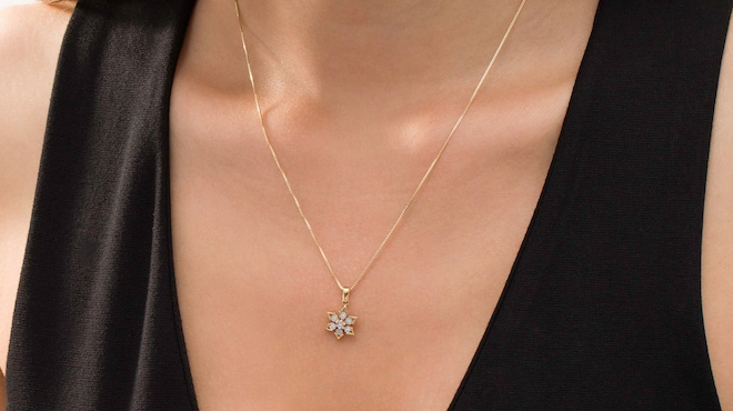 Zales Diamond Accent Abstract Snowflake Pendant in Sterling Silver with 14K Gold Plate