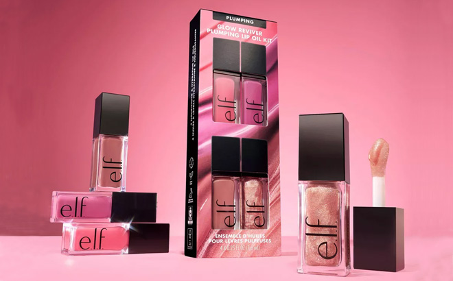 e l f Glow Reviver 4 Piece Plumping Lip Oil Gift Set e l f Glow Reviver 4 Piece Plumping Lip Oil Gift Set