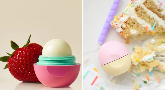 eos Natural Organic Lip Balm in Strawberry Sorbet and Birthday Cake Scents