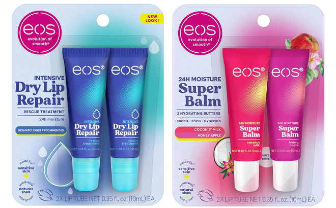 eos The Hero Lip Repair Extra Dry Lip Treatment 2 Pack and eos 24H Moisture Super Balm Coconut Milk Honey Apple eos The Hero Lip Repair Extra Dry Lip Treatment 2 Pack and eos 24H Moisture Super Balm Coconut Milk Honey Apple