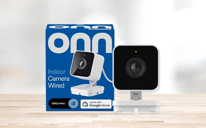 onn Indoor Camera Wired on a Table