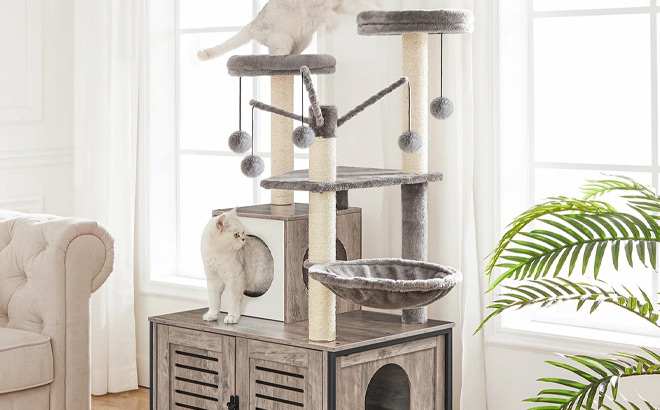 52 Inch Cat Tree with Litter Box Enclosure 52 Inch Cat Tree with Litter Box Enclosure