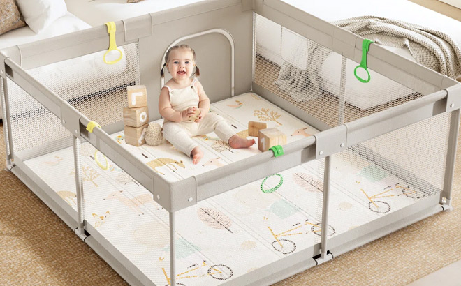 59 x 59 Baby Playpen with Mat 59 x 59 Baby Playpen with Mat