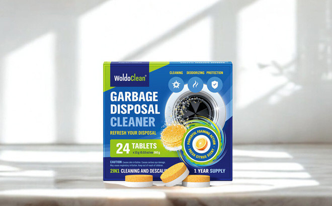 A Box of WoldoClean Garbage Disposal Cleaner Tablets