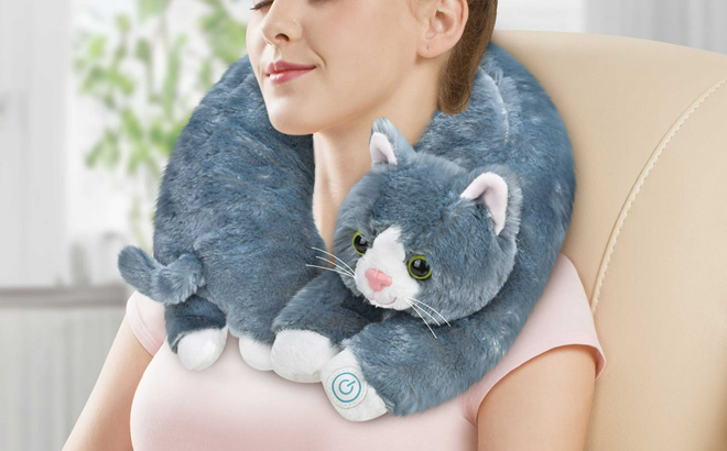 A person Using a Cat Neck Neck Massager Plush
