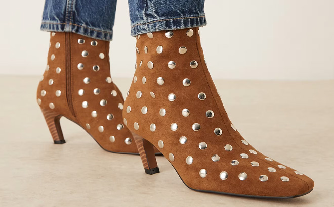 ASOS Design Raye Studded Chisel Toe Ankle Boots ASOS Design Raye Studded Chisel Toe Ankle Boots