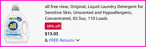 All Clear Liquid Detergent Checkout Screen