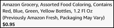 Amazon Grocery Assorted Food Coloring Checkout
