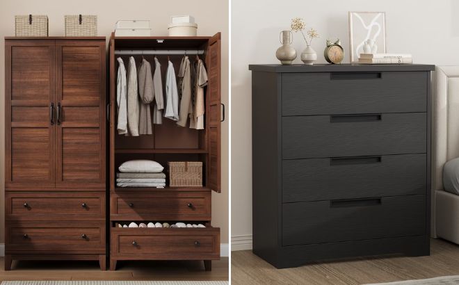 Armoire Wardrobe Closet and Garvee 4 Drawer Dresser