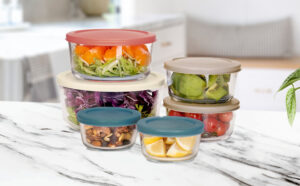 Art Cook 12 Piece Glass Food Storage Container Set on a Kitchen Counter