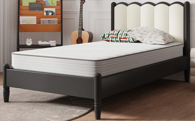 Avenco CozyNest Twin Size Medium Supportive Innerspring Mattress on the Bed Avenco CozyNest Twin Size Medium Supportive Innerspring Mattress on the Bed