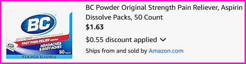 BC Aspirin Pain Reliever Checkout Screen