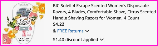 BIC Soleil Razors Checkout Screen