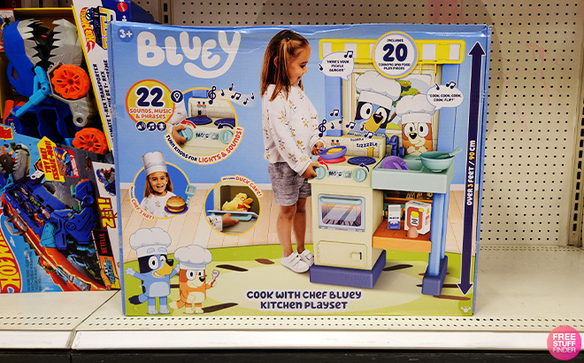 Bluey Cook With Chef Bluey Kitchen Playset on the Shelf