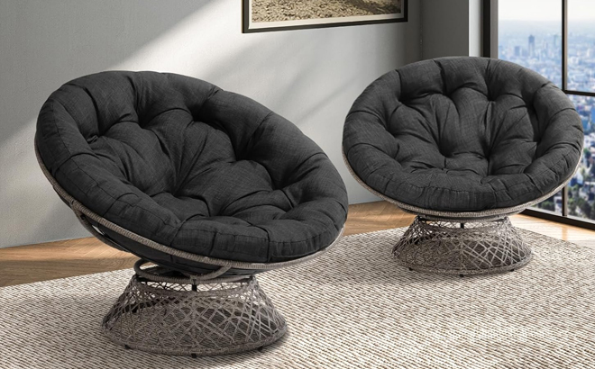 Bme Wicker Oversized Papasan Swivel Reading Chair